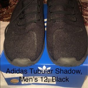 Men’s 12 Adidas Tubular Shadow, Black